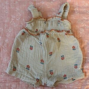 Carter's Cream Bodysuit with Red and Blue Floral Accents